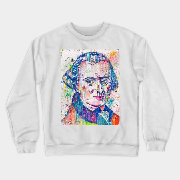 IMMANUEL KANT watercolor and ink portrait Crewneck Sweatshirt by lautir